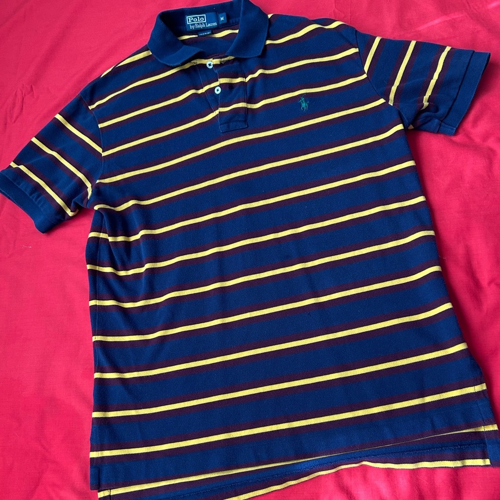 Ralph Lauren Navy and Yellow Striped Polo